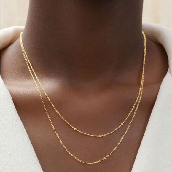 Elegant Gold Layered Necklace A1470 - Picture 1 of 6